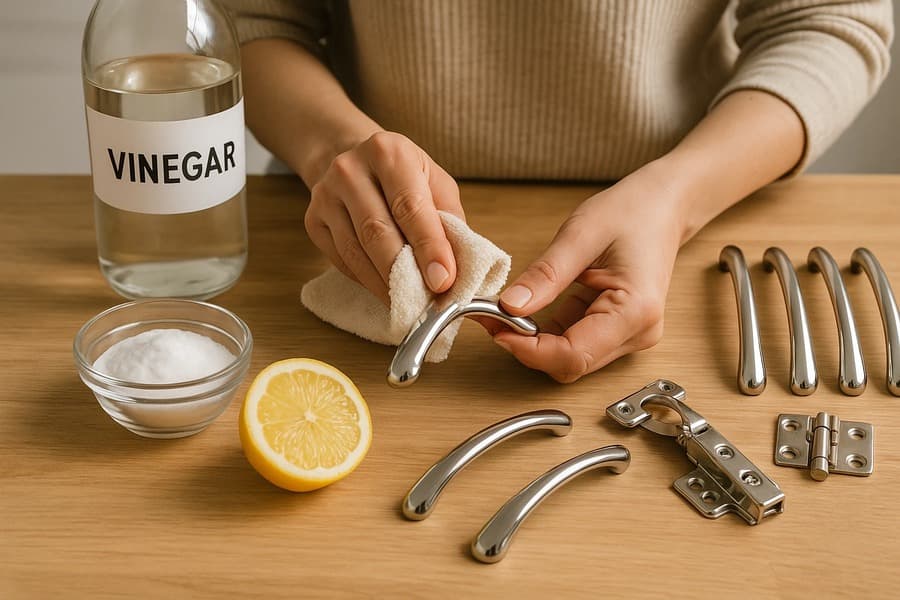 روش‌های خانگی برای براق‌کردن یراق‌آلات کابینت