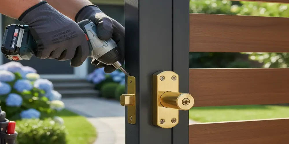 مراحل تعویض قفل درب حیاط بدون آسیب به چهارچوب و رنگ درب